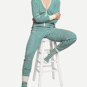 Victoria’s Secret green and white stripes onesie pajama